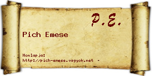 Pich Emese névjegykártya